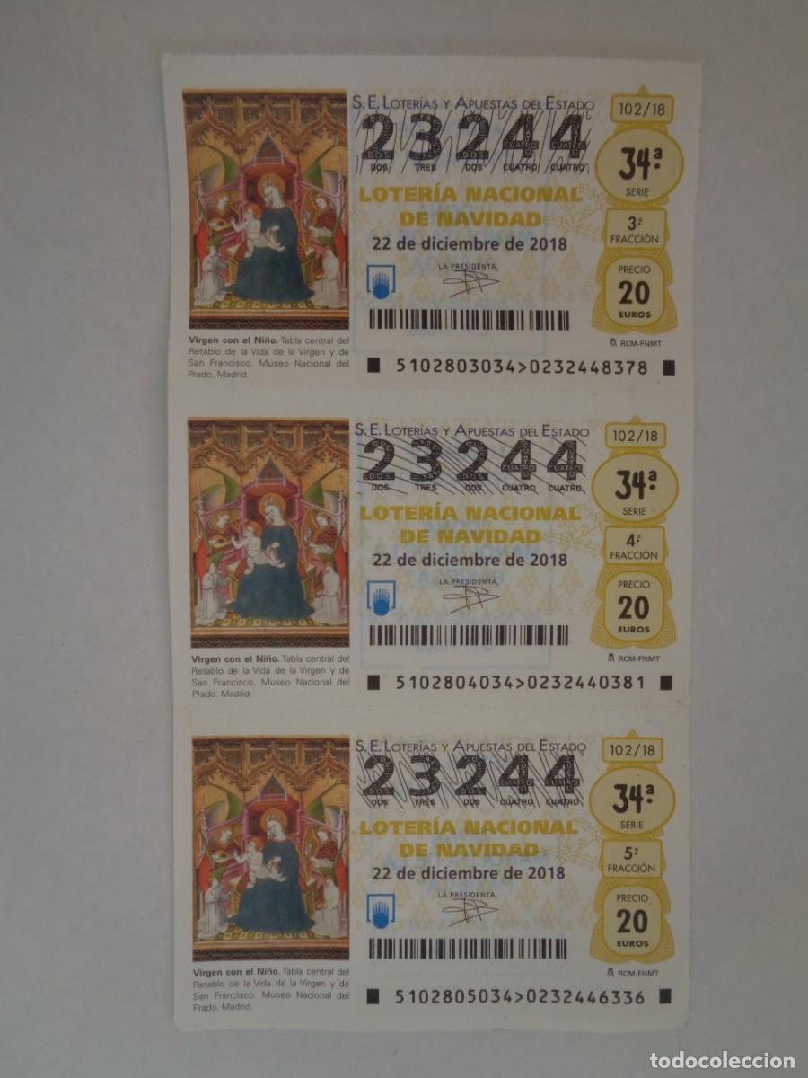 National Spanish Lottery: LOTE DE 3 DECIMOS DE LOTERIA NACIONAL DEL 22 DE DICIEMBRE DE 2018: TABLA VIRGEN CON NI&Ntilde;O