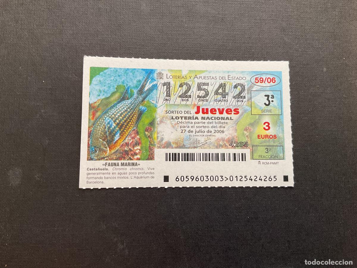 National Spanish Lottery: DECIMO LOTERIA JUEVES N&ordm; 12542 SORTEO 59 A&Ntilde;O 2006