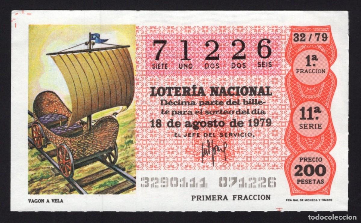 National Spanish Lottery: L. Nacional 18 Agosto 1979. Vag&oacute;n a Vela. N&ordm; 71226. Admon n&ordm; 12. Conchita. Madrid. Desaparecida.