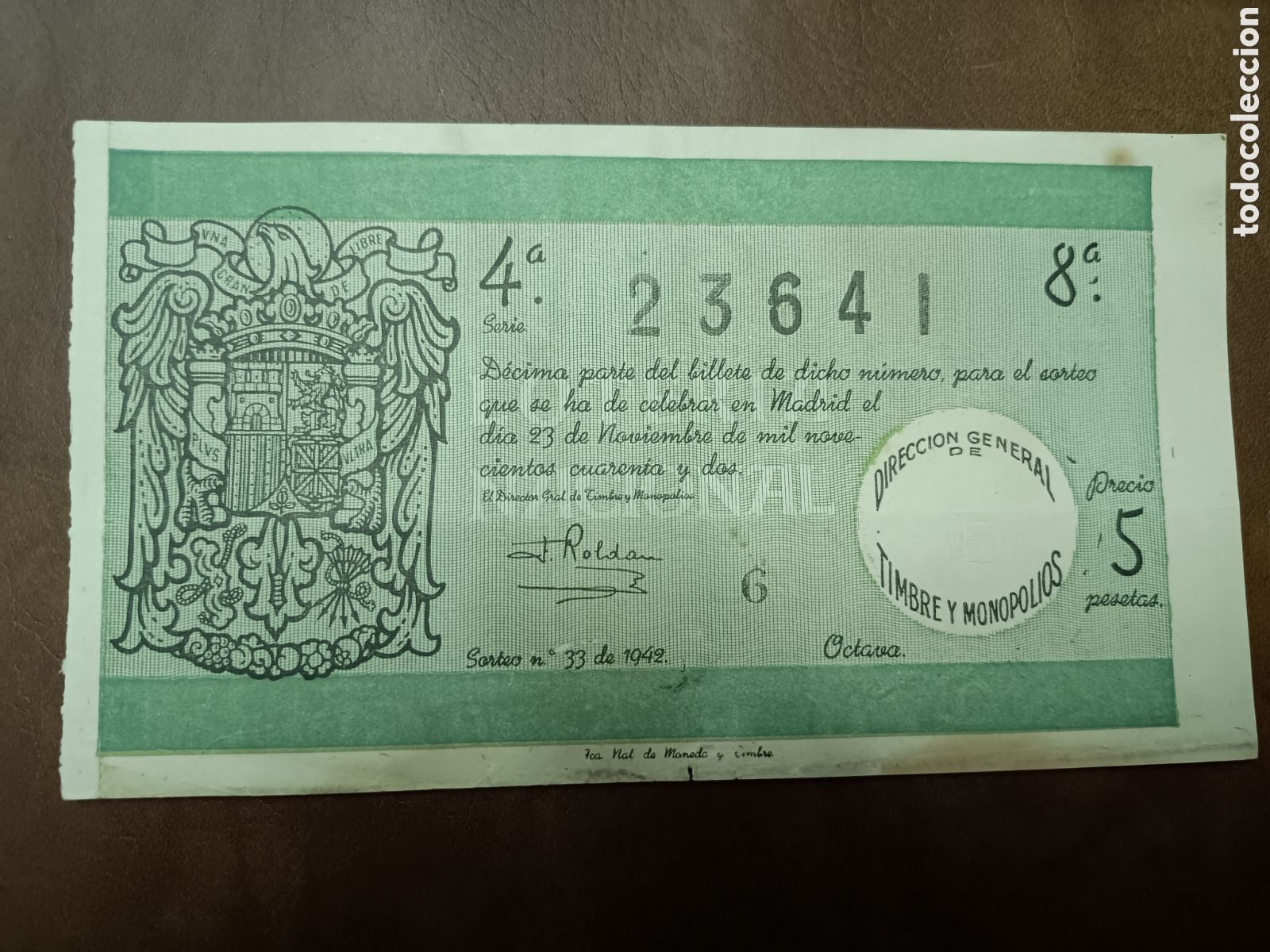 Lotaria Nacional: LOTER&Iacute;A NACIONAL N&ordm; 23641 - 23 NOVIEMBRE 1942 - SORTEO N&ordm; 33