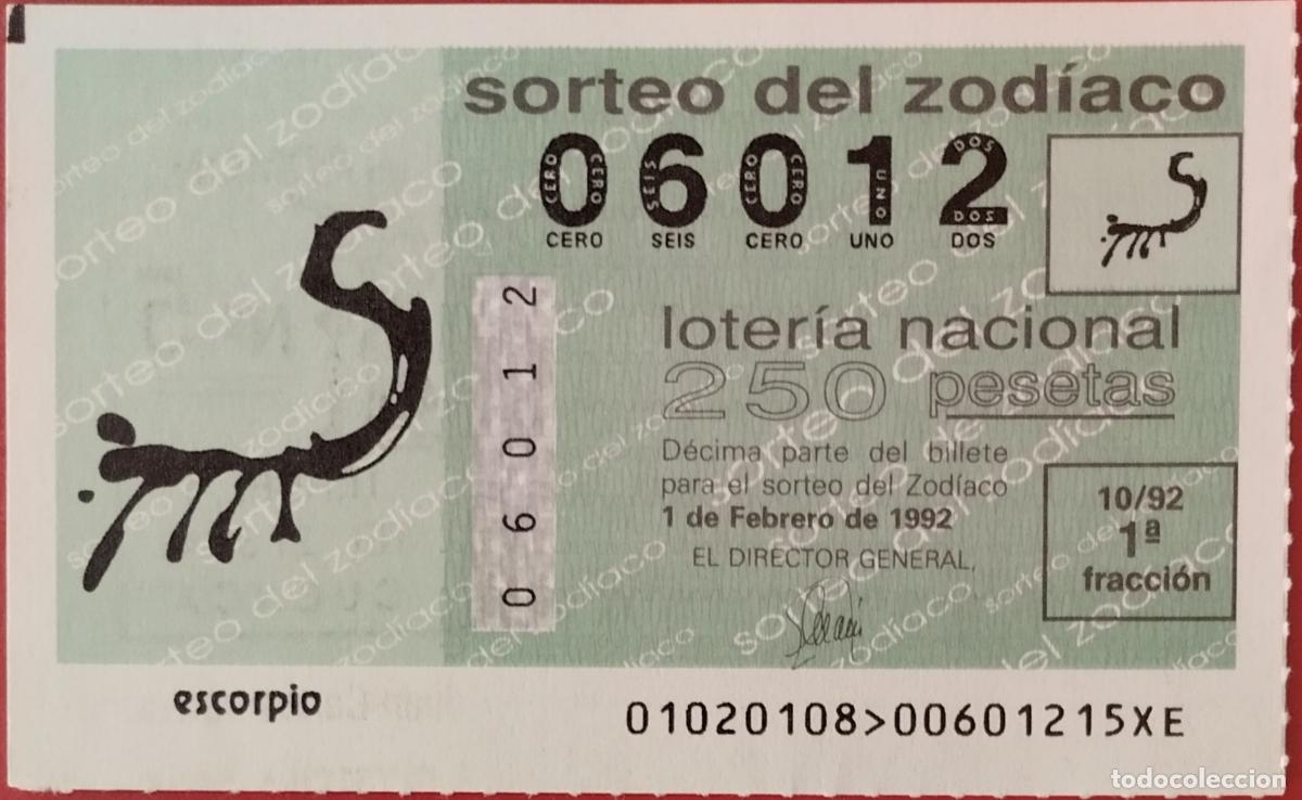 Lotaria Nacional: Loter&iacute;a del Zodiaco, sorteo 10/92 del 1 de febrero.