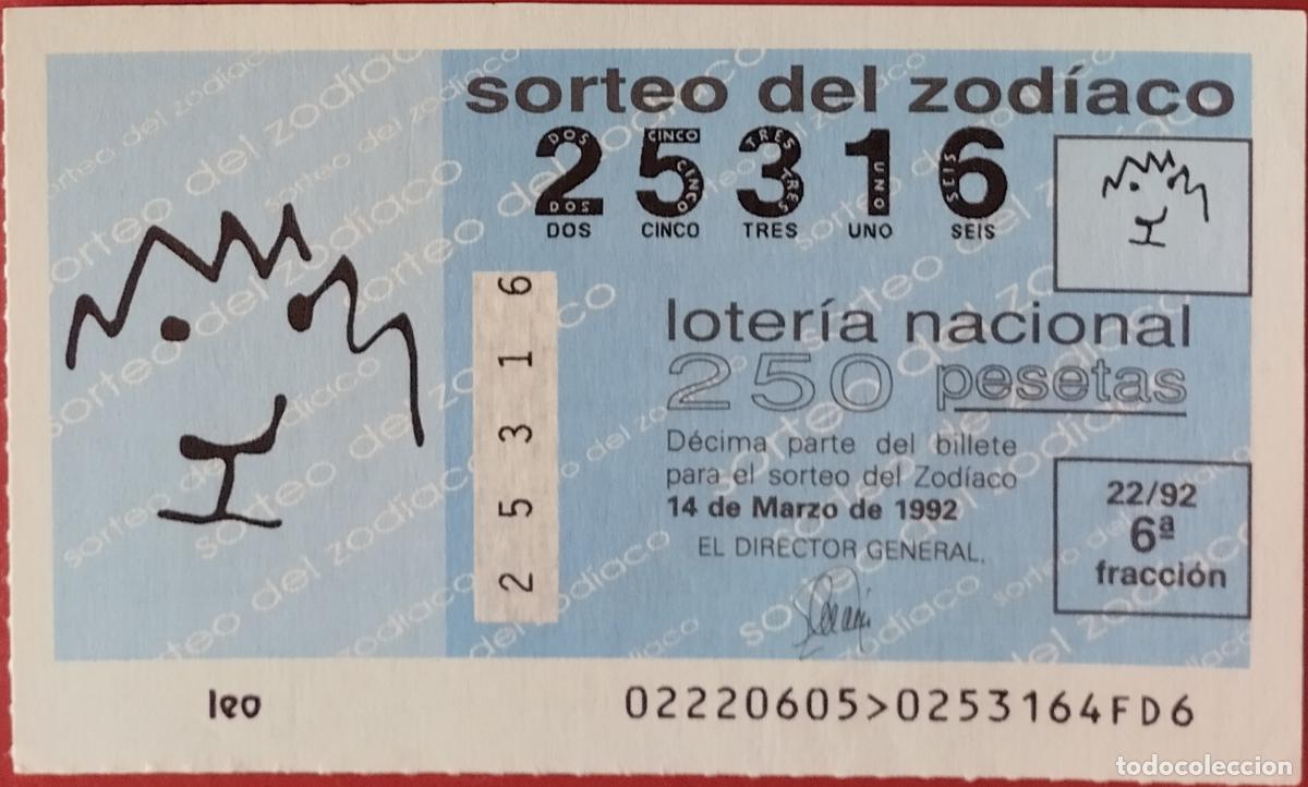 Lotaria Nacional: Loter&iacute;a del Zodiaco, sorteo 22/92 del 14 de marzo.