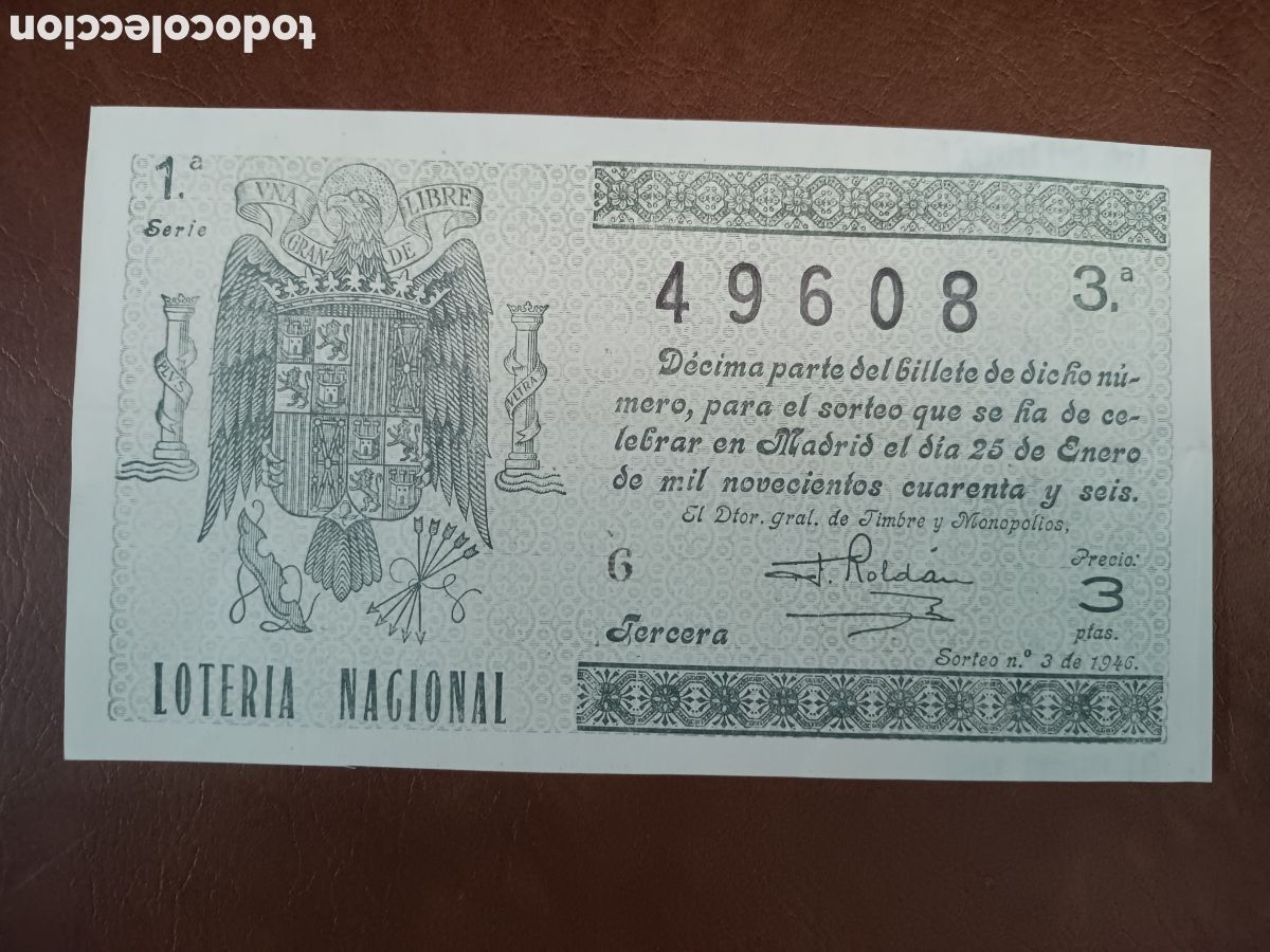 Lotaria Nacional: LOTER&Iacute;A NACIONAL N&ordm; 49608 - 25 ENERO 1946 - SORTEO N&ordm; 3