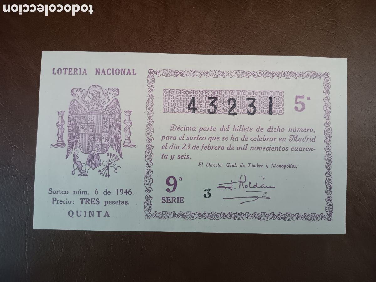 Lotaria Nacional: LOTER&Iacute;A NACIONAL N&ordm; 43231 - 23 FEBRERO 1946 - SORTEO N&ordm; 6
