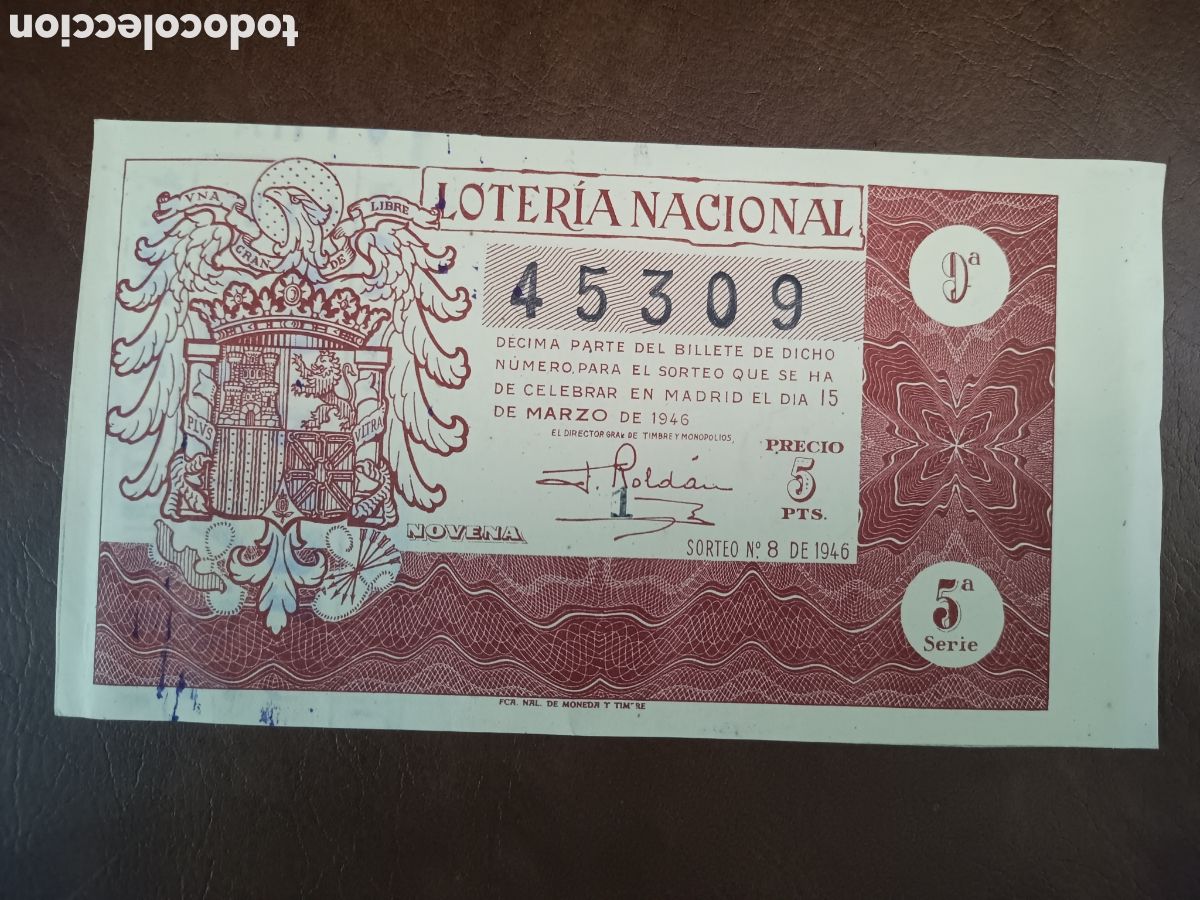 Lotaria Nacional: LOTER&Iacute;A NACIONAL N&ordm; 45309 - 15 MARZO 1946 - SORTEO N&ordm; 8