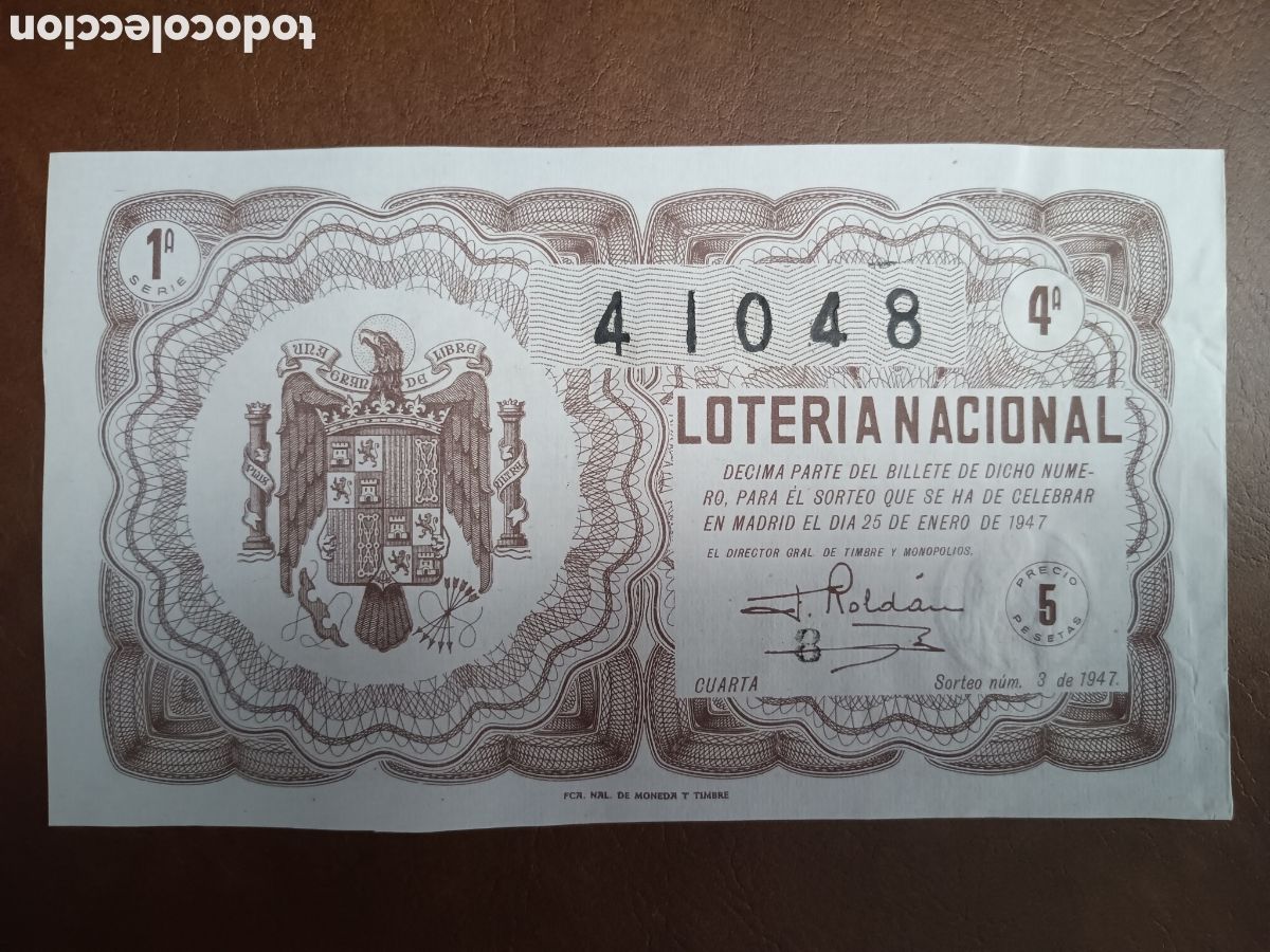 Nationale spanische Lotterie: LOTER&Iacute;A NACIONAL N&ordm; 41048 - 25 ENERO 1947 - SORTEO N&ordm; 3