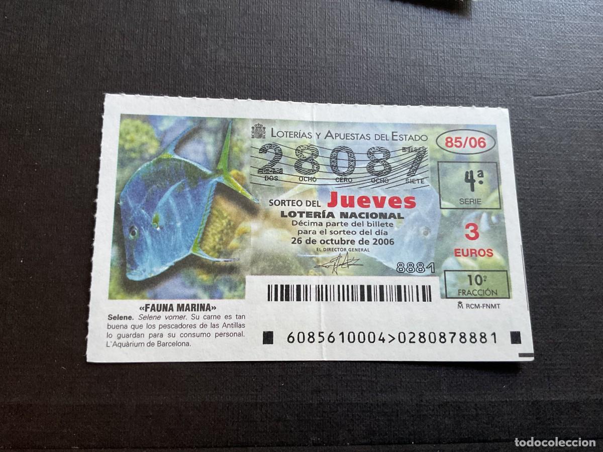 Nationale spanische Lotterie: DECIMO LOTERIA JUEVES N&ordm; 28087 SORTEO 85 A&Ntilde;O 2006.