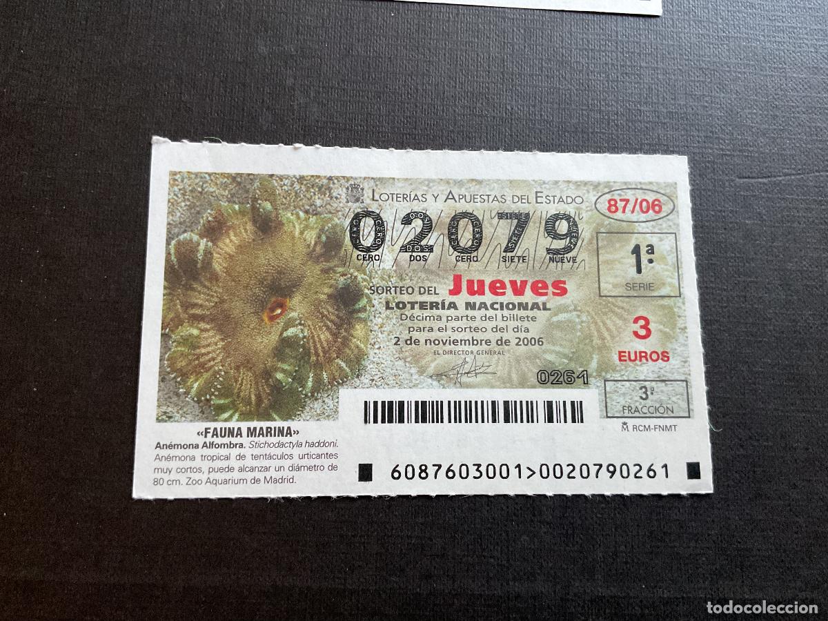 Nationale spanische Lotterie: DECIMO LOTERIA JUEVES N&ordm; 02079 SORTEO 87 A&Ntilde;O 2006.