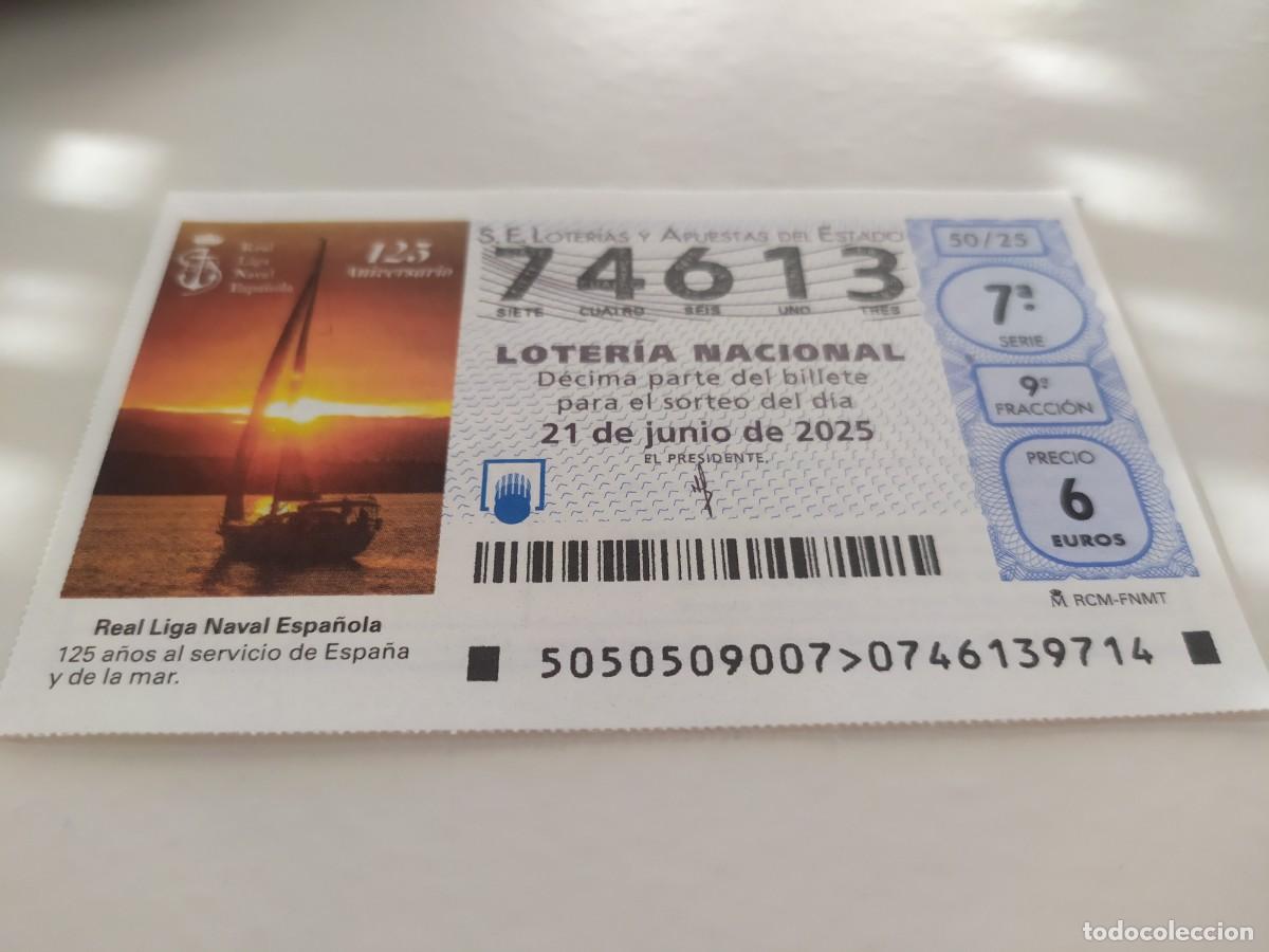 Nationale spanische Lotterie: 1 DECIMO LOTERIA NACIONAL SABADO 21 JUNIO 2025 - 50/25 REAL LIGA NAVAL ESPA&Ntilde;OLA VELERO - BARCO