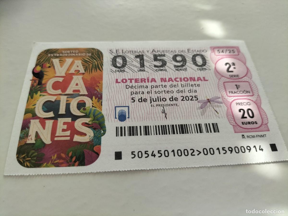 National Spanish Lottery: 1 DECIMO LOTERIA NACIONAL SABADO 5 JULIO 2025 - 54/25 SORTEO EXTRAORDINARIO VACACIONES