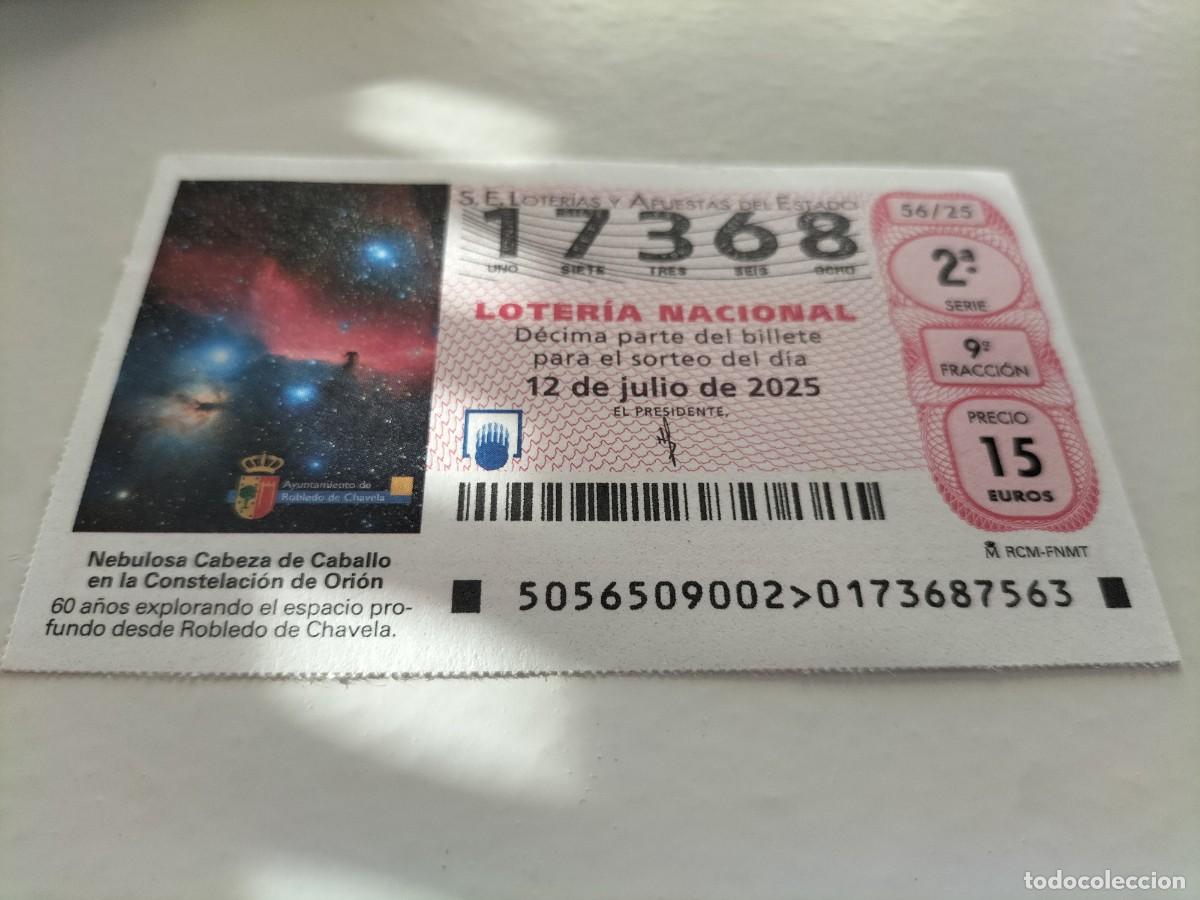 National Spanish Lottery: 1 DECIMO LOTERIA NACIONAL SABADO 12 JULIO 2025 - 56/25 NEBULOSA CABEZA CABALLO CONSTELACION ORION