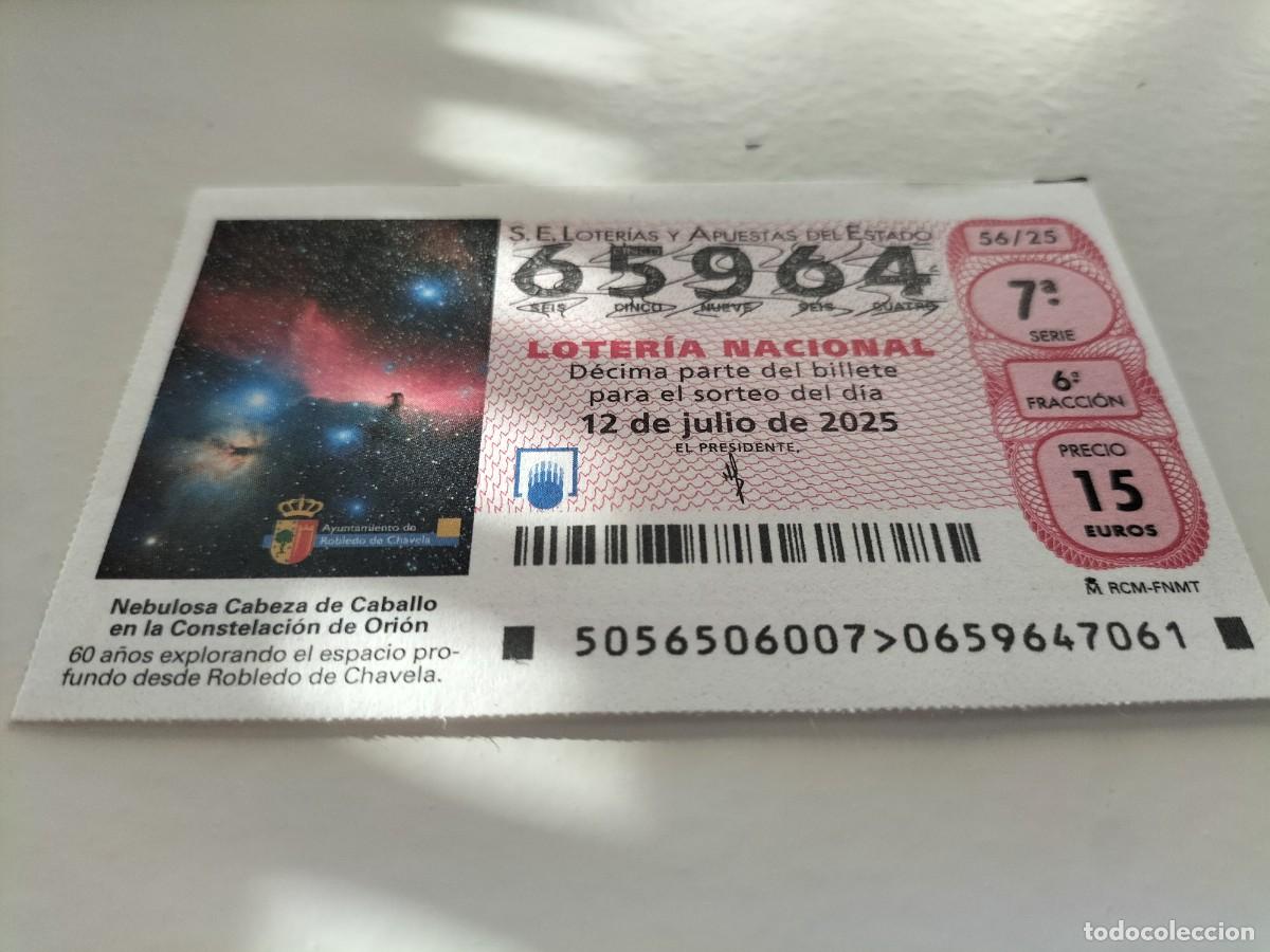 National Spanish Lottery: 1 DECIMO LOTERIA NACIONAL SABADO 12 JULIO 2025 - 56/25 NEBULOSA CABEZA CABALLO CONSTELACION ORION