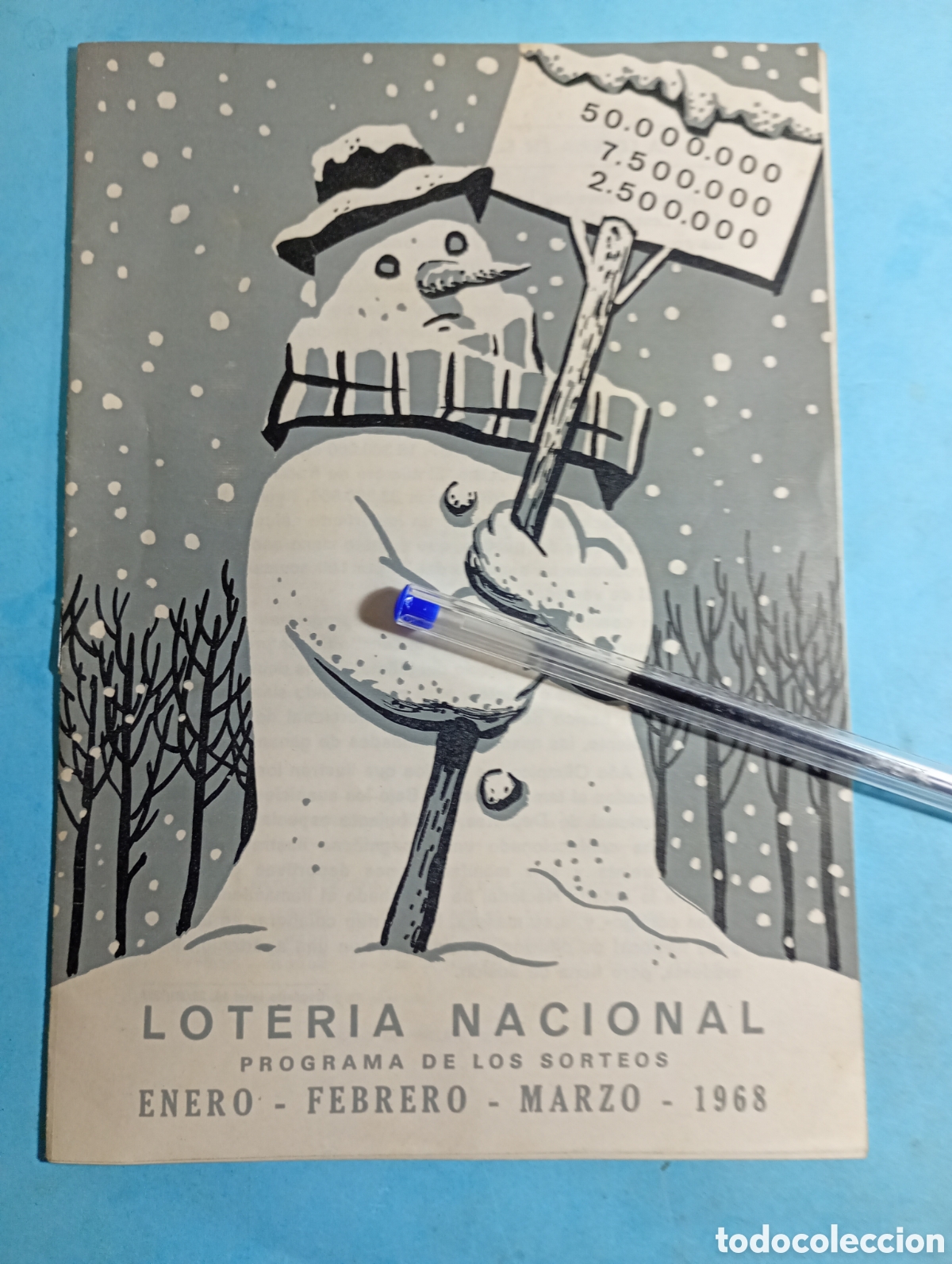 National Spanish Lottery: 1968 MADRID LOTER&Iacute;A NACIONAL PROGRAMA DE LOS SORTEOS ENERO FEBRERO MARZO SAL&Oacute;N SORTEOS