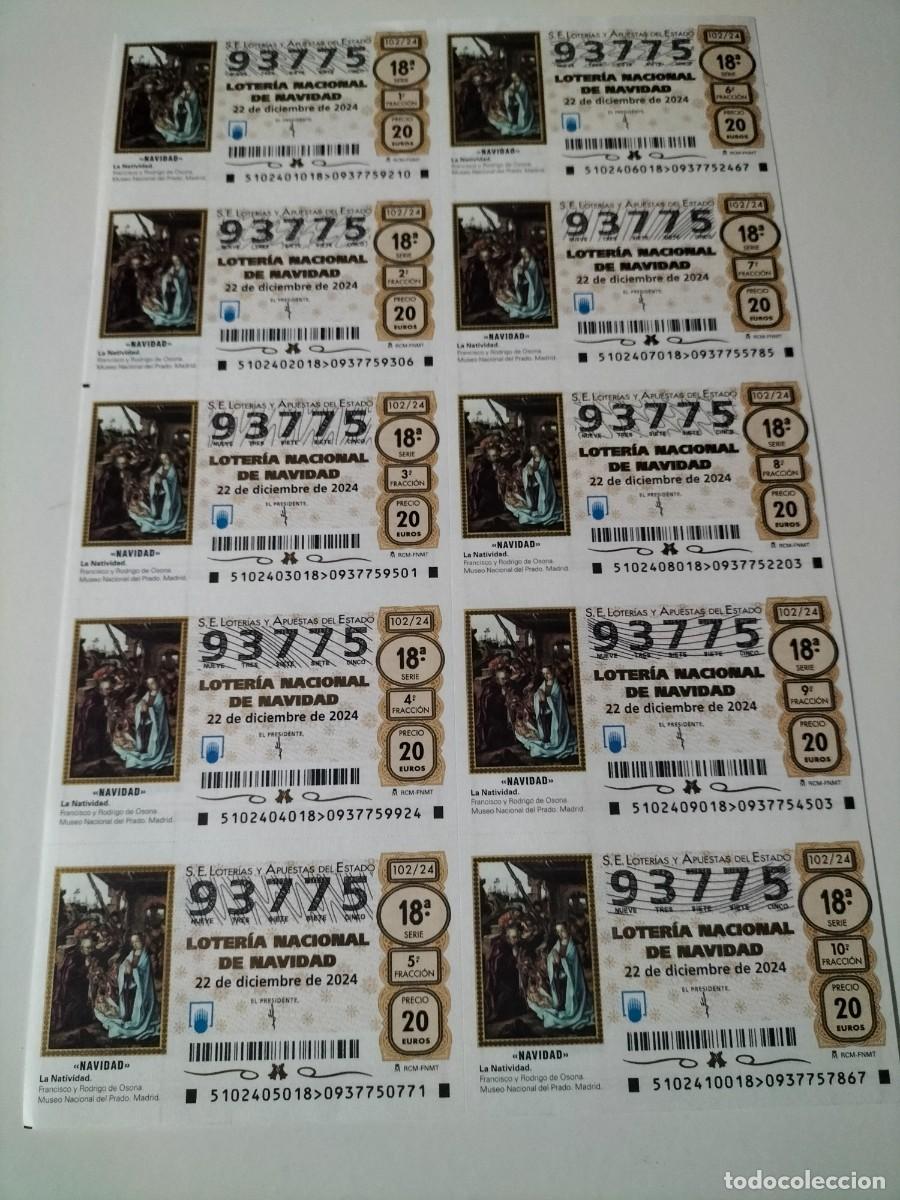 National Spanish Lottery: 1 BILLETE COMPLETO SIN CORTAR LOTERIA SABADO 22 DICIEMBRE 2024 - 102/74 SORTEO NAVIDAD