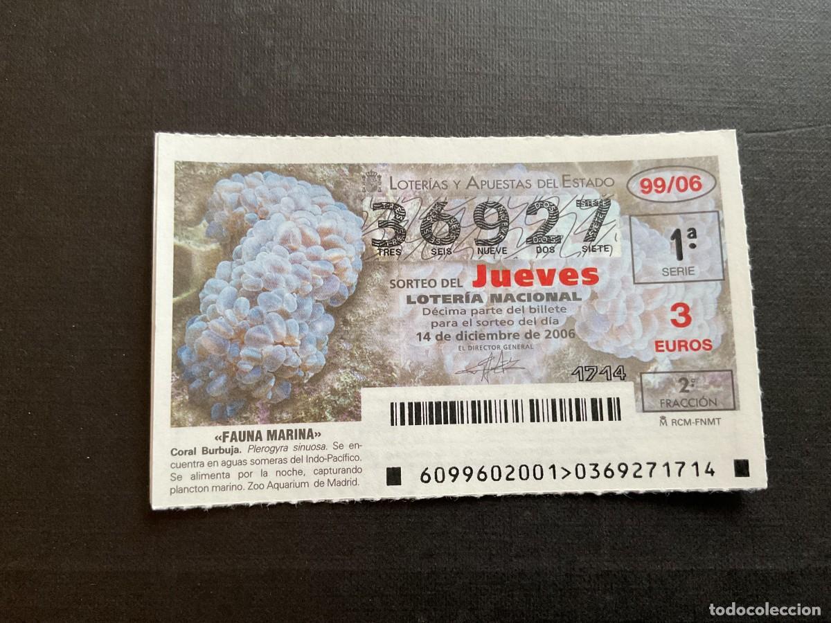 National Spanish Lottery: DECIMO LOTERIA JUEVES N&ordm; 36927 SORTEO 99 A&Ntilde;O 2006