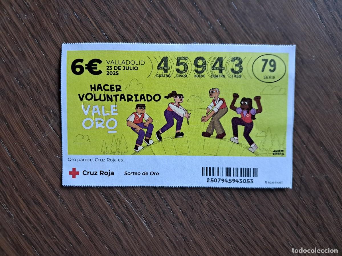 National Spanish Lottery: sorteo de oro cruz roja, 23-07-25, hacer voluntariado, vale oro.