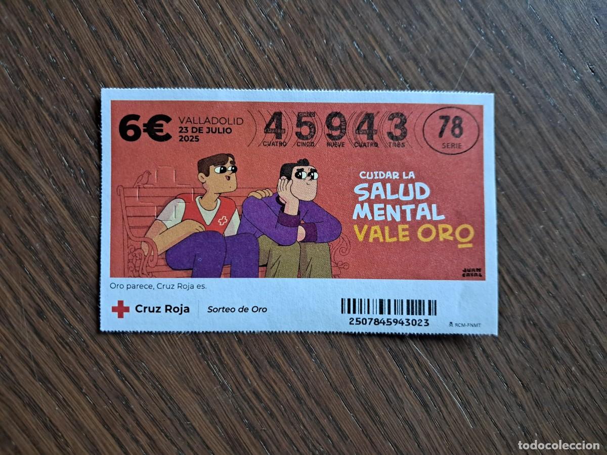 National Spanish Lottery: sorteo de oro cruz roja, 23-07-25, cuidar la salud mental, vale oro.