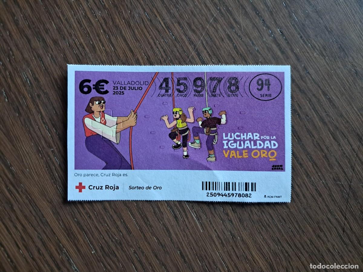 National Spanish Lottery: sorteo de oro cruz roja, 23-07-25, luchar por la igualdad, vale oro.