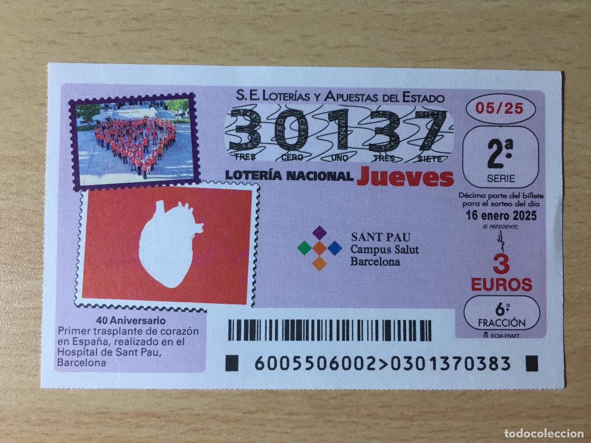 National Spanish Lottery: LOTERIA NACIONAL - 16-01-2025 - 30137 - SANT PAU