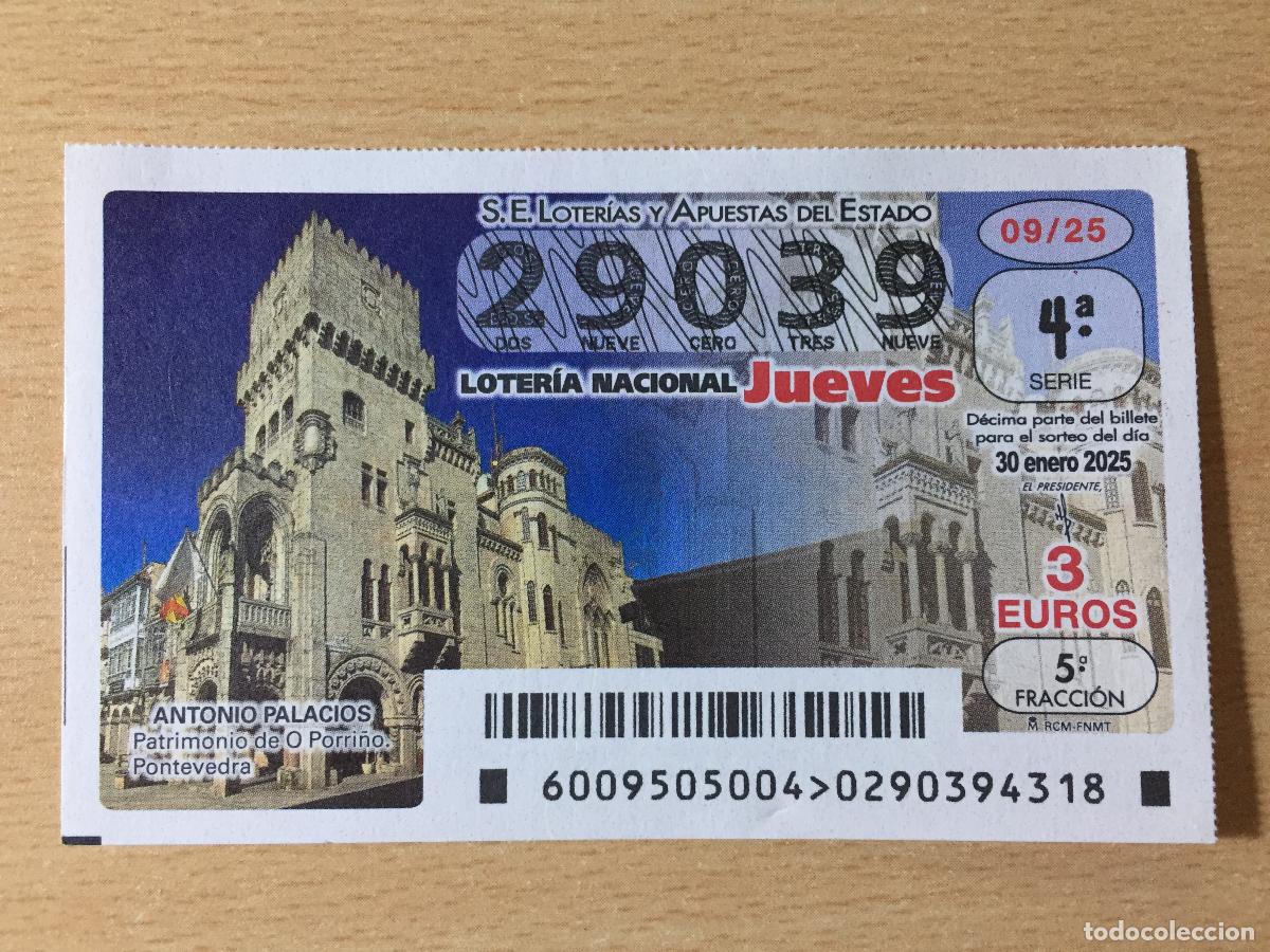 National Spanish Lottery: LOTERIA NACIONAL - 30-01-2025 - 29039 - ANTONIO PALACIOS, PATRIMONIO DE O PORRI&Ntilde;O