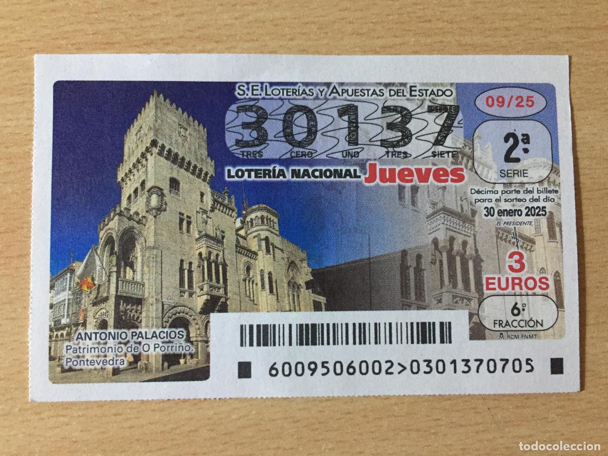National Spanish Lottery: LOTERIA NACIONAL - 30-01-2025 - 30137 - ANTONIO PALACIOS, PATRIMONIO DE O PORRI&Ntilde;O
