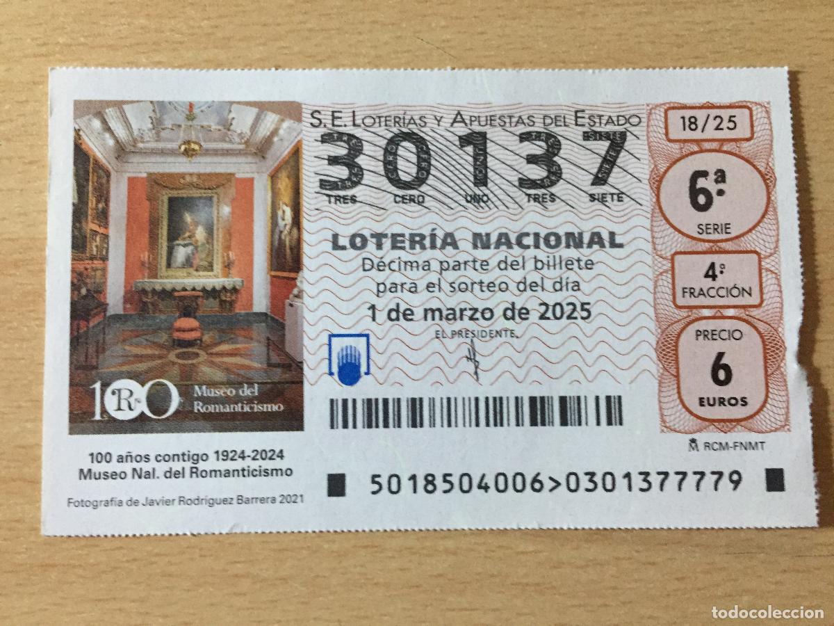 National Spanish Lottery: LOTERIA NACIONAL - 01-03-2025 - 30137 - 100 A&ntilde;os Museo del Romanticismo