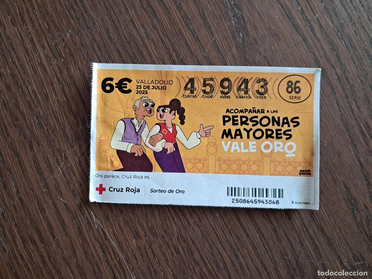 Nationale spanische Lotterie: sorteo de oro cruz roja, 23-07-25, acompa&ntilde;ar a las personas mayores, vale oro.