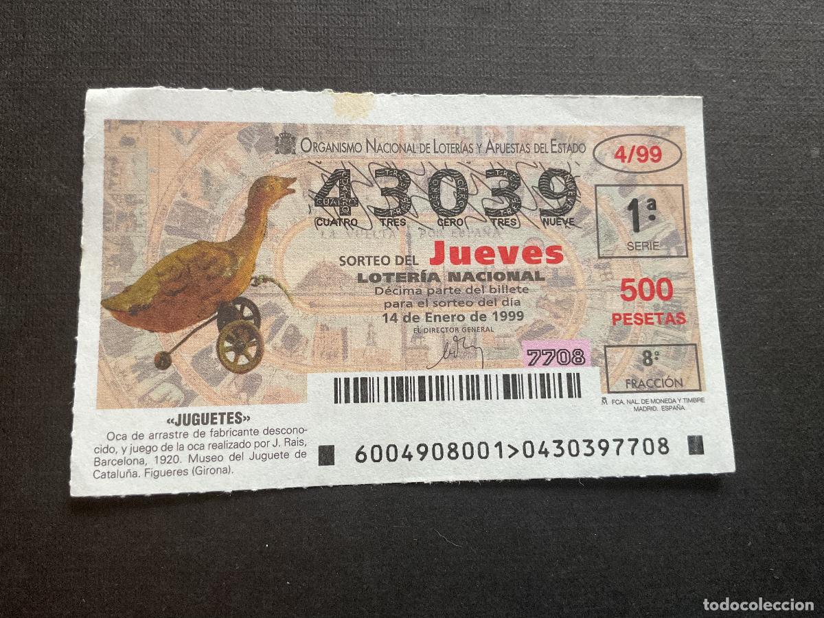 Nationale spanische Lotterie: DECIMO LOTERIA JUEVES N&ordm; 43039 SORTEO 04 A&Ntilde;O 1999