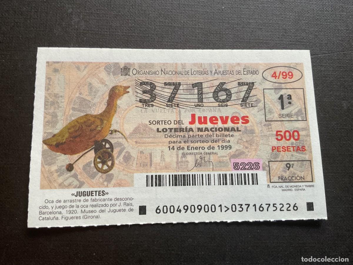 Nationale spanische Lotterie: DECIMO LOTERIA JUEVES N&ordm; 37167 SORTEO 04 A&Ntilde;O 1999