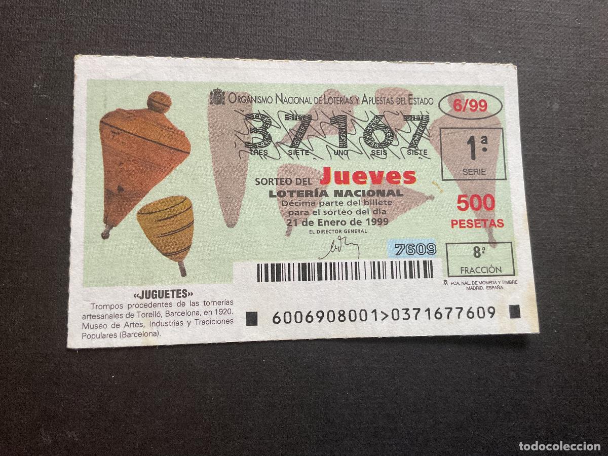 Nationale spanische Lotterie: DECIMO LOTERIA JUEVES N&ordm; 37167 SORTEO 06 A&Ntilde;O 1999