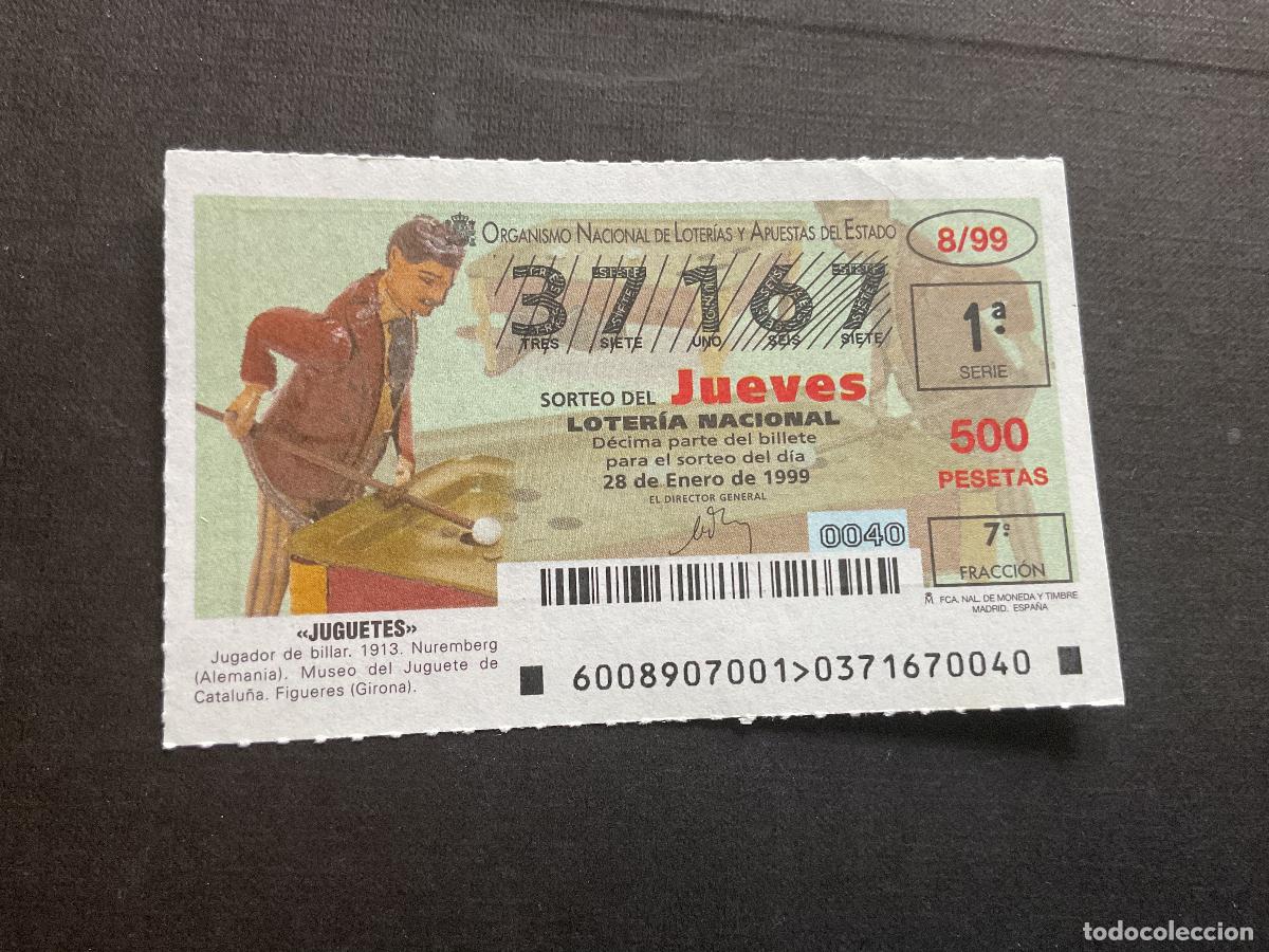 Nationale spanische Lotterie: DECIMO LOTERIA JUEVES N&ordm; 37167 SORTEO 08 A&Ntilde;O 1999