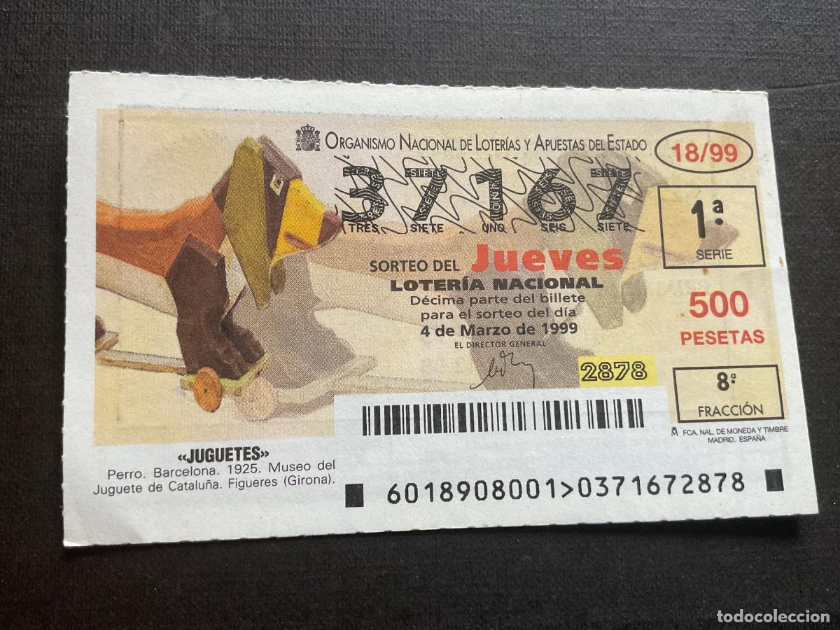 Nationale spanische Lotterie: DECIMO LOTERIA JUEVES N&ordm; 37167 SORTEO 18 A&Ntilde;O 1999
