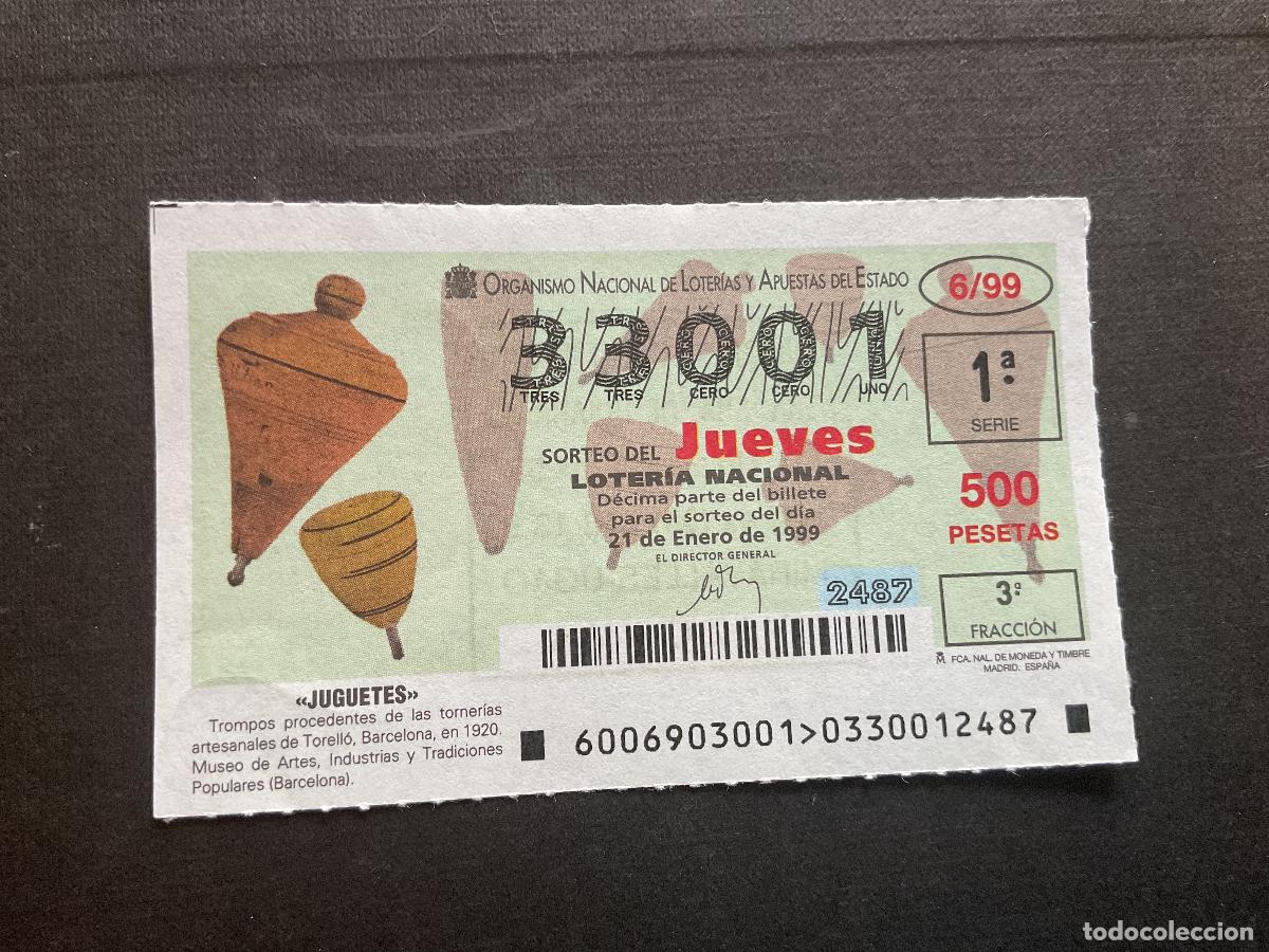 National Spanish Lottery: DECIMO LOTERIA JUEVES N&ordm; 33001 SORTEO 06 A&Ntilde;O 1999