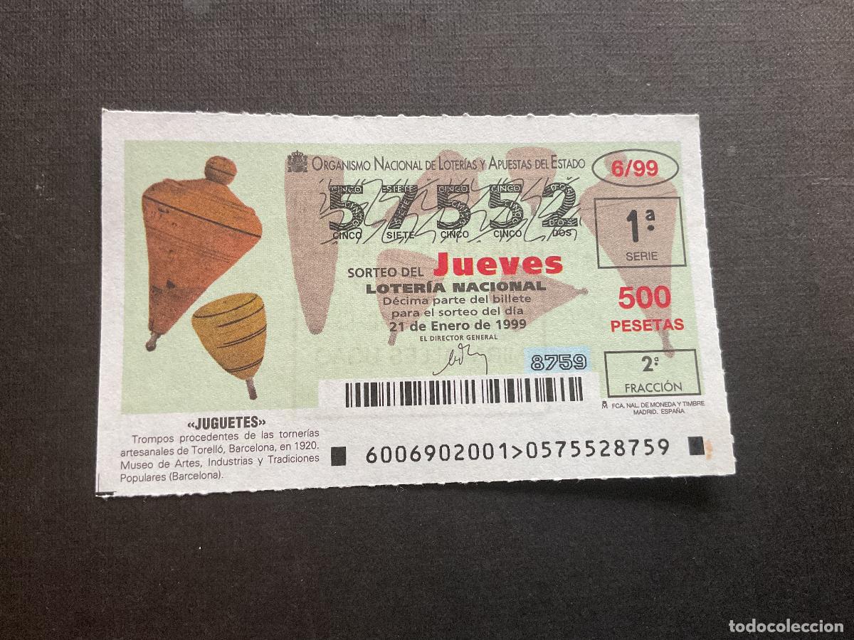 Nationale spanische Lotterie: DECIMO LOTERIA JUEVES N&ordm; 57552 SORTEO 06 A&Ntilde;O 1999