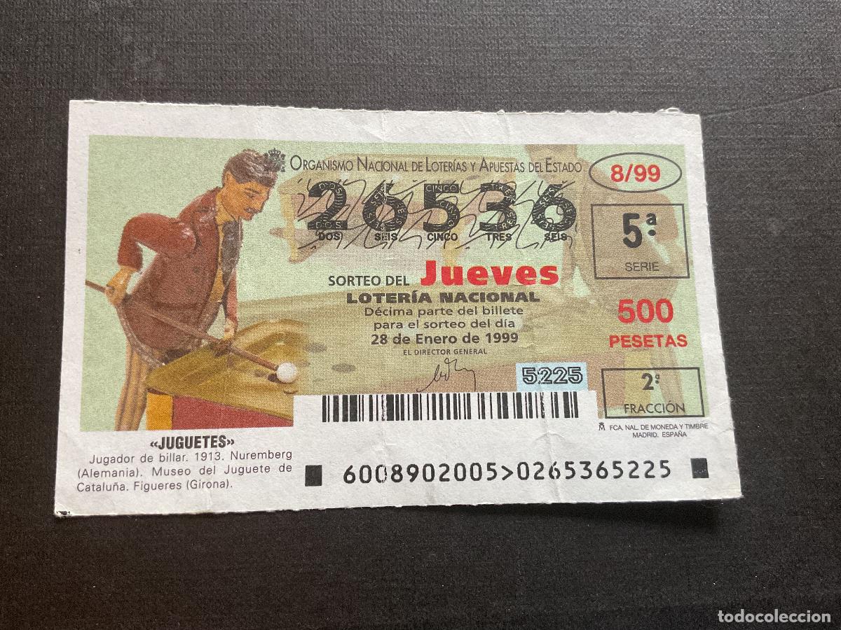 National Spanish Lottery: DECIMO LOTERIA JUEVES N&ordm; 26536 SORTEO 08 A&Ntilde;O 1999, CON DOBLEZ