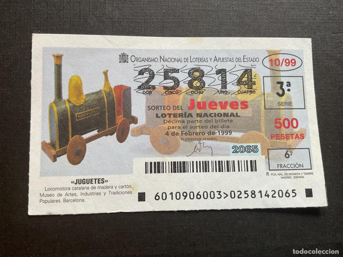 National Spanish Lottery: DECIMO LOTERIA JUEVES N&ordm; 25814 SORTEO 10 A&Ntilde;O 1999