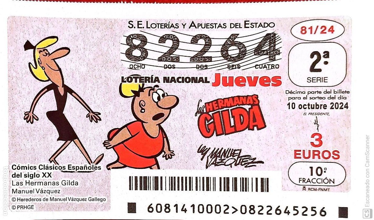National Spanish Lottery: Espa&ntilde;a. Loter&iacute;a. 2024. Sorteo: 81 C&oacute;mics cl&aacute;sicos Espa&ntilde;oles: Las Hermanas Gilda.Manuel V&aacute;zquez. Fec