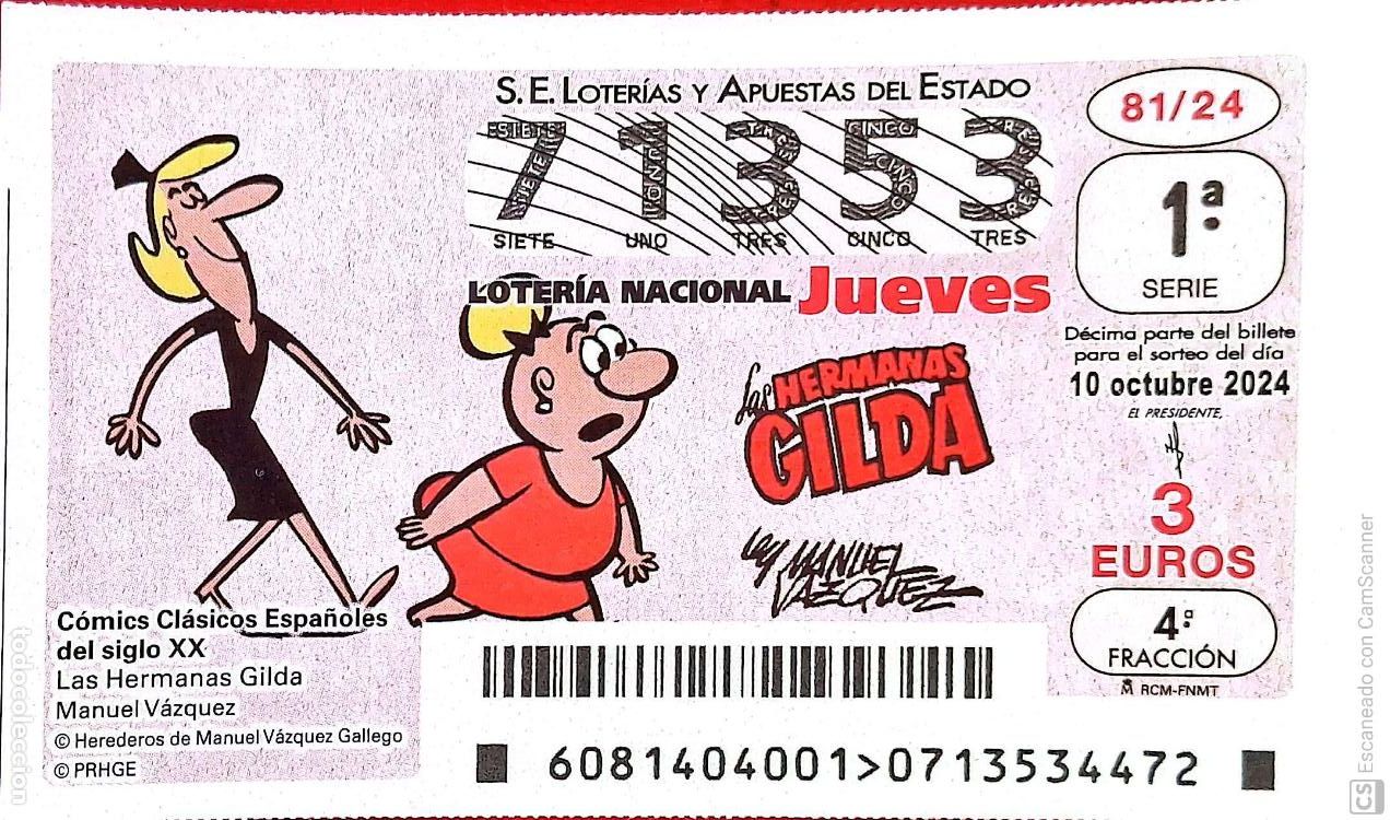 National Spanish Lottery: Espa&ntilde;a. Loter&iacute;a. 2024. Sorteo: 81 C&oacute;mics cl&aacute;sicos Espa&ntilde;oles: Las Hermanas Gilda.Manuel V&aacute;zquez. Fec