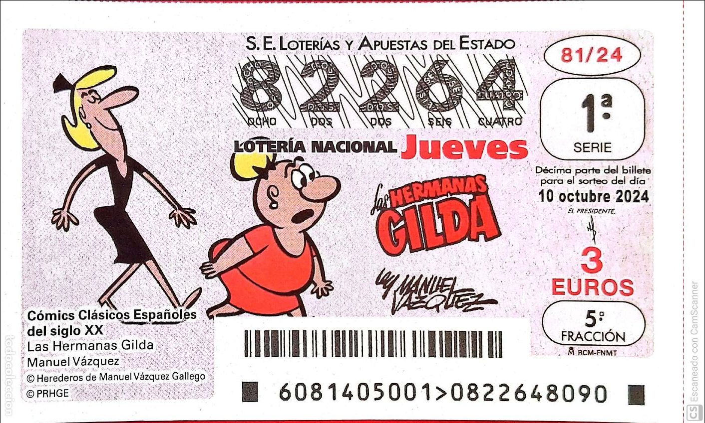 National Spanish Lottery: Espa&ntilde;a. Loter&iacute;a. 2024. Sorteo: 81 C&oacute;mics cl&aacute;sicos Espa&ntilde;oles: Las Hermanas Gilda.Manuel V&aacute;zquez. Fec