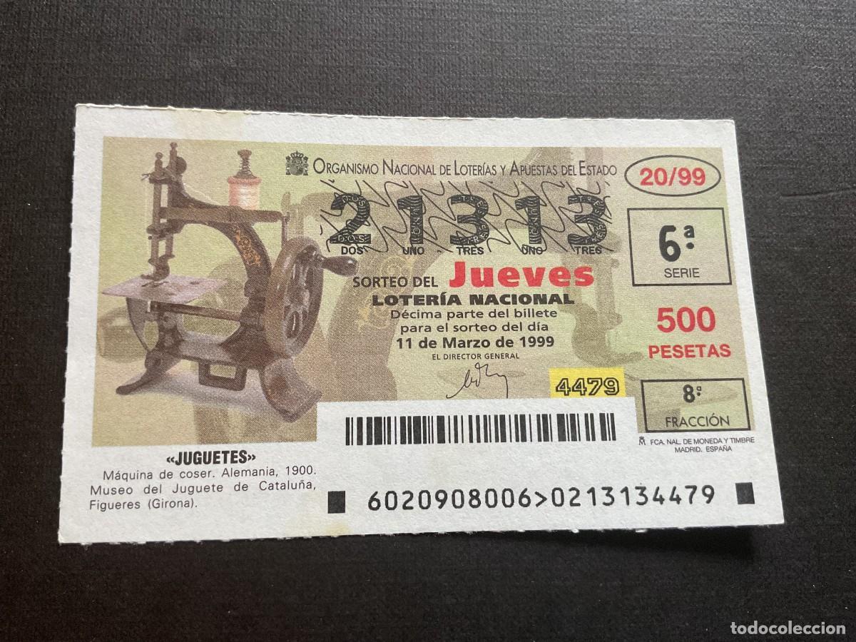 National Spanish Lottery: DECIMO LOTERIA JUEVES N&ordm; 21313 SORTEO 20 A&Ntilde;O 1999
