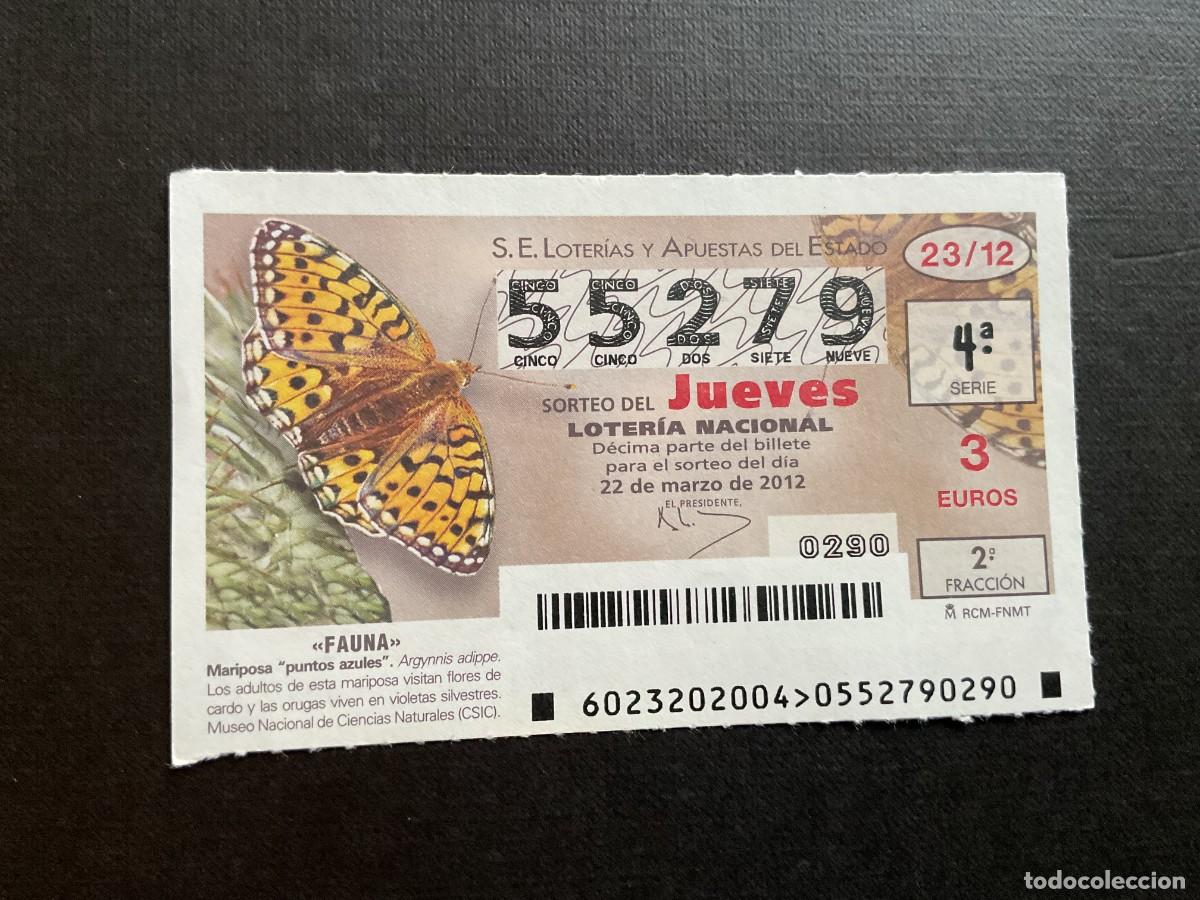 National Spanish Lottery: DECIMO LOTERIA JUEVES N&ordm; 55279 SORTEO 23 A&Ntilde;O 2012