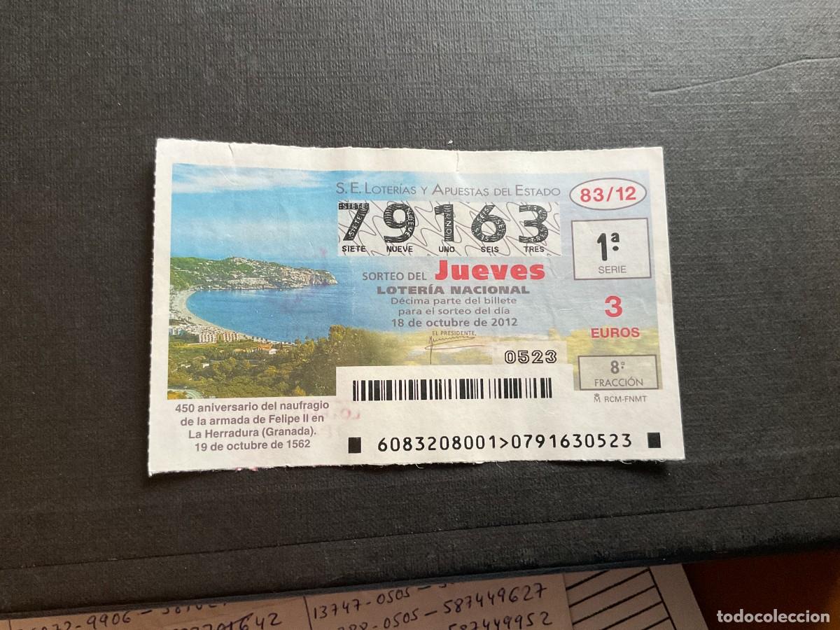 National Spanish Lottery: DECIMO LOTERIA JUEVES N&ordm; 79163 SORTEO 83 A&Ntilde;O 2012, CON DOBLEZ