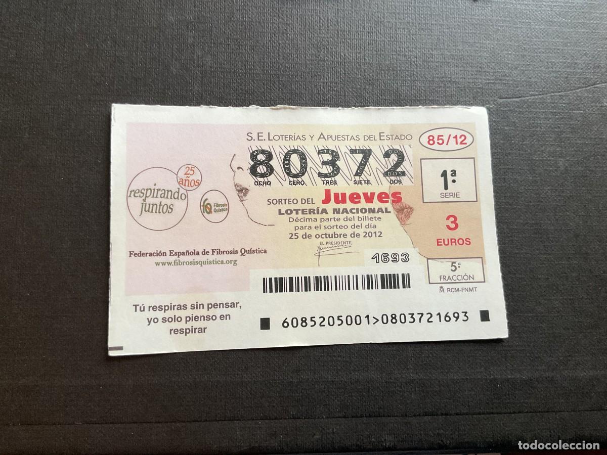 National Spanish Lottery: DECIMO LOTERIA JUEVES N&ordm; 80372 SORTEO 85 A&Ntilde;O 2012