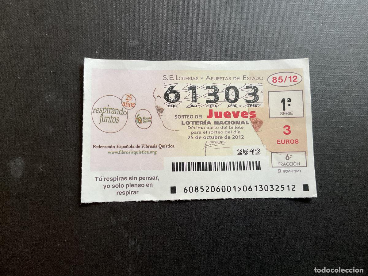 National Spanish Lottery: DECIMO LOTERIA JUEVES N&ordm; 61303 SORTEO 85 A&Ntilde;O 2012