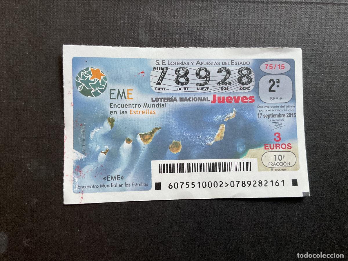 National Spanish Lottery: DECIMO LOTERIA JUEVES N&ordm; 78928 SORTEO 75 A&Ntilde;O 2015