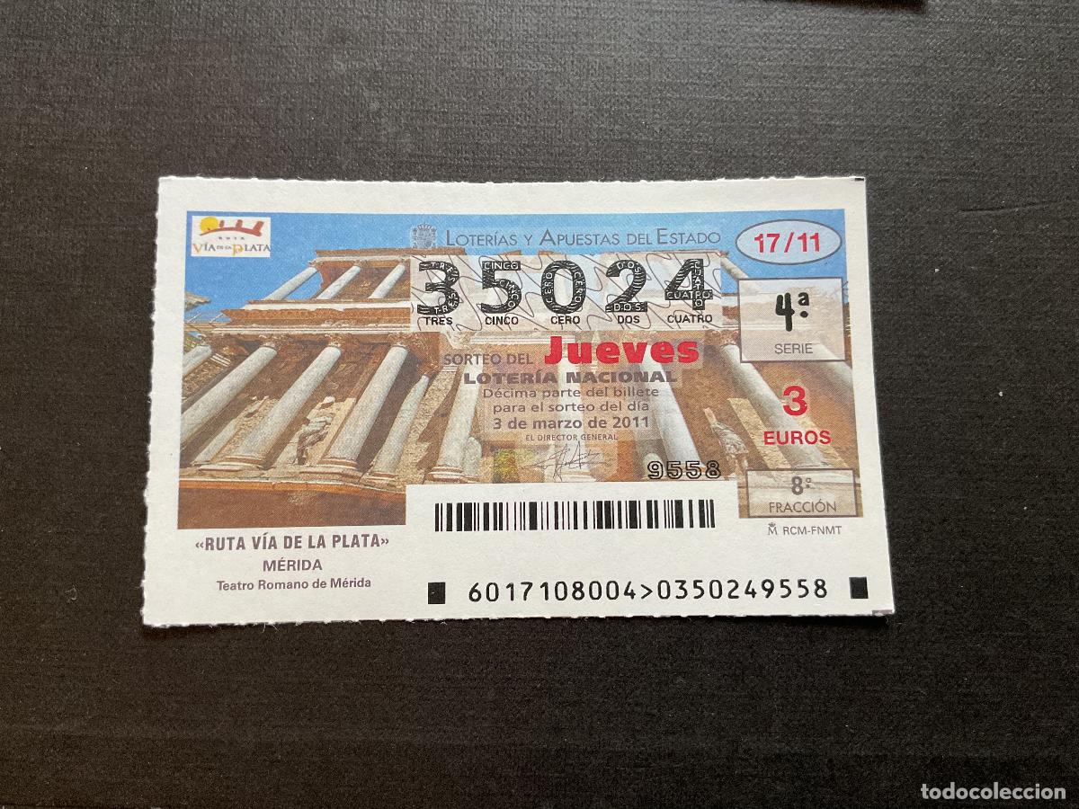 Nationale spanische Lotterie: DECIMO LOTERIA JUEVES N&ordm; 35024 SORTEO 17 A&Ntilde;O 2011
