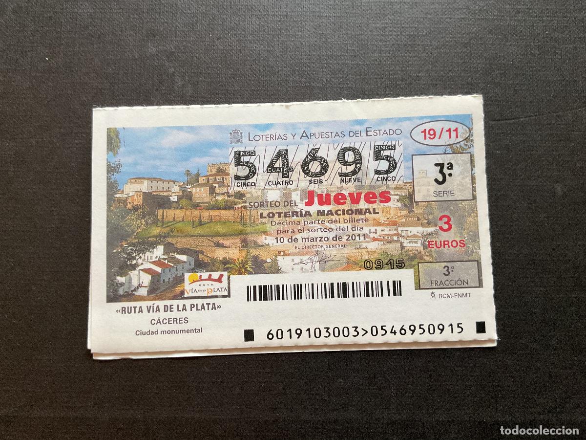 Nationale spanische Lotterie: DECIMO LOTERIA JUEVES N&ordm; 54695 SORTEO 19 A&Ntilde;O 2011