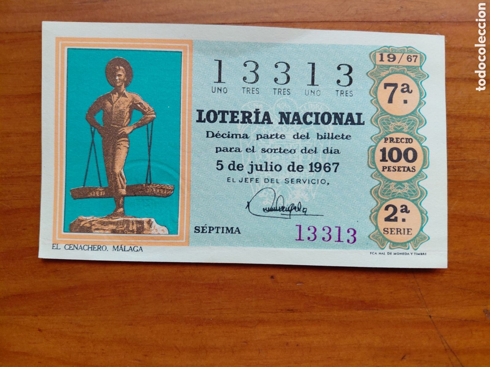 National Spanish Lottery: D&eacute;cimo de loter&iacute;a, sorteo del d&iacute;a 5 de julio de 1967