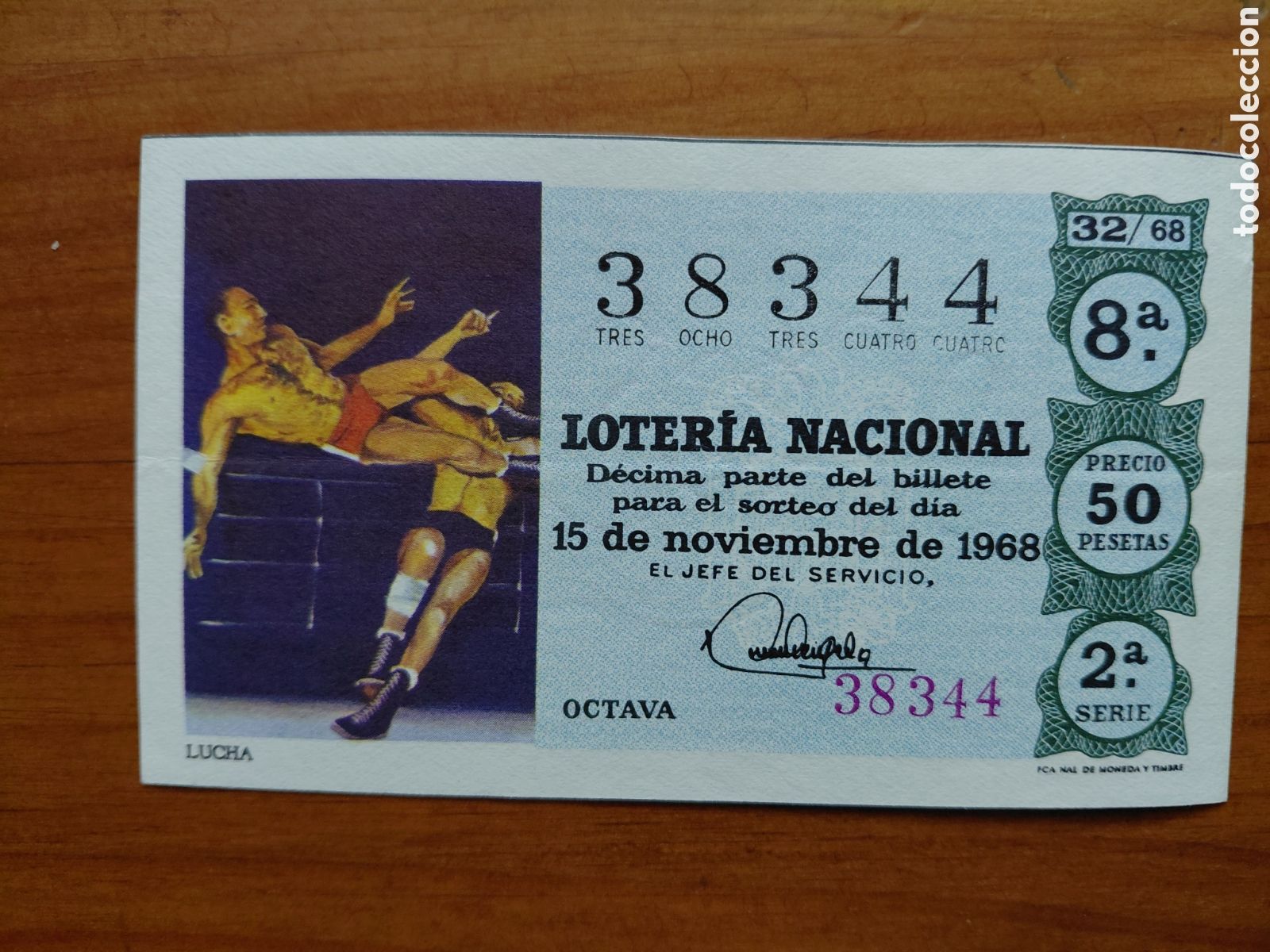 National Spanish Lottery: D&eacute;cimo de loter&iacute;a, sorteo del d&iacute;a 15 de noviembre de 1968