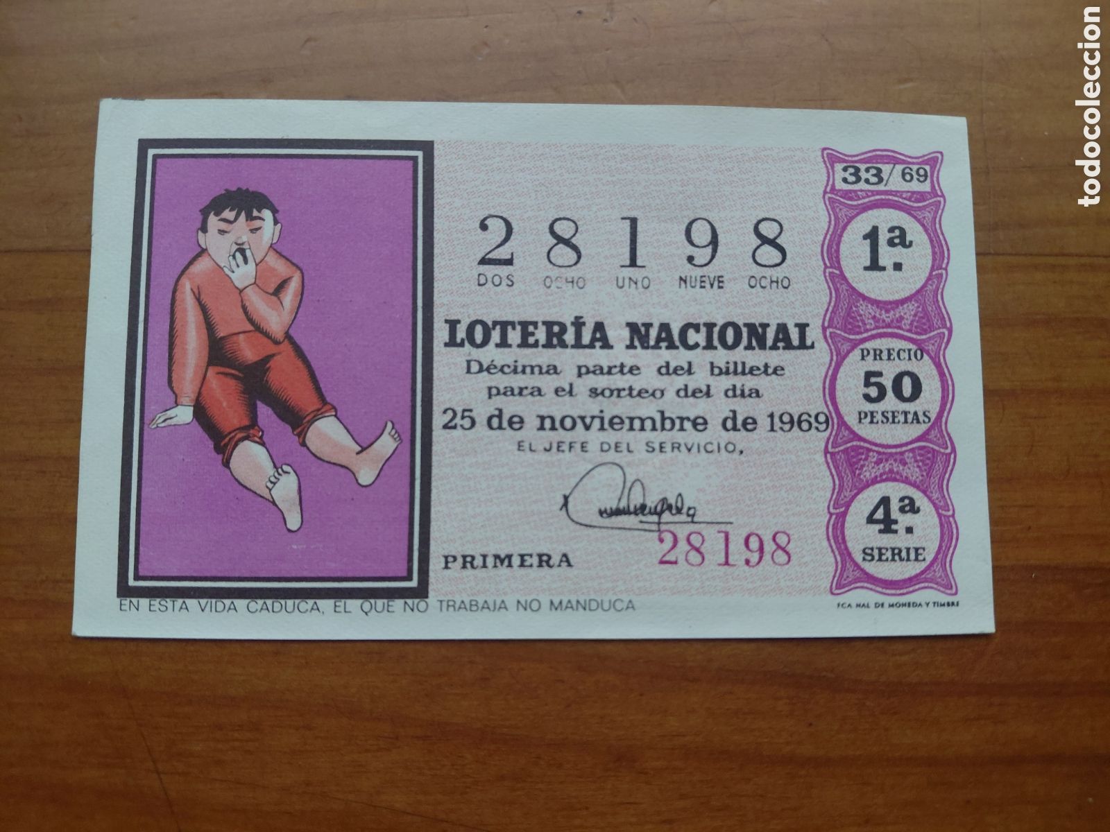 National Spanish Lottery: D&eacute;cimo de loter&iacute;a, sorteo del d&iacute;a 25 de noviembre de 1969